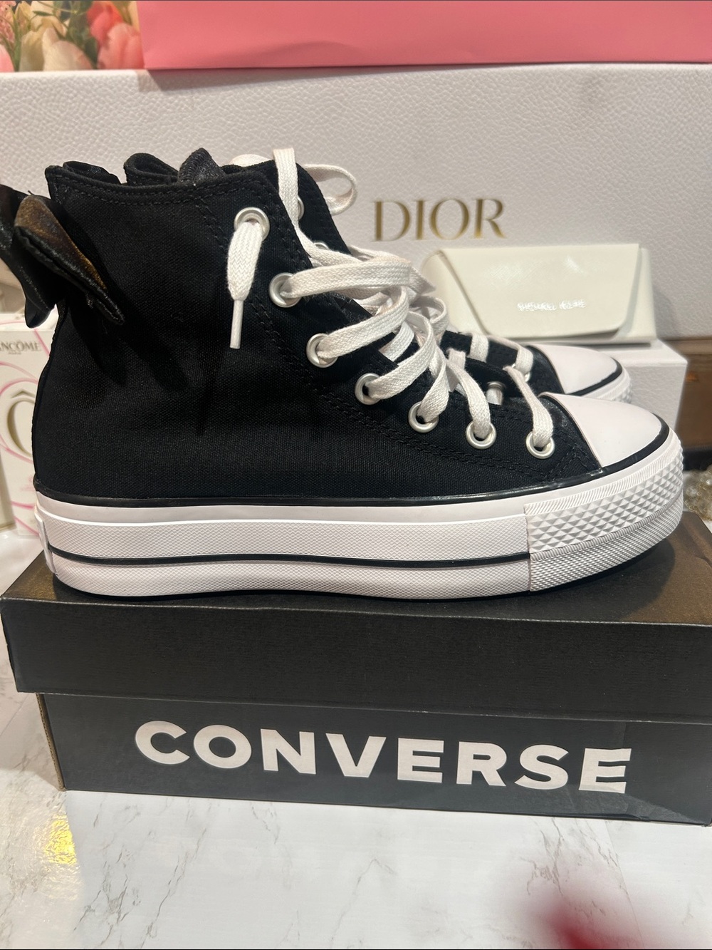 Converse Black and White Platform High-Top Sneakers